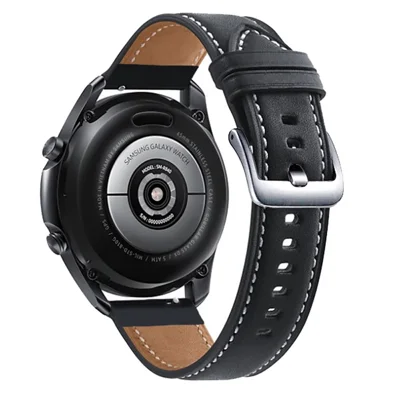 Für Samsung Galaxy Watch3 41mm / Huawei Watch GT 2 42mm Echtes Leder Uhrenarmband 20mm Armband mit Silber Schnalle - Schwarz