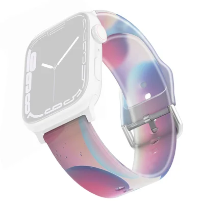 For Apple Watch Series 11 10 42mm / 9 8 7 41mm / SE3 SE2 SE 6 5 4 40mm / 3 2 1 38mm Silicone Watch Band Rainbow Color Watch Strap Quick Release Watchband - Blue Purple Bubble
