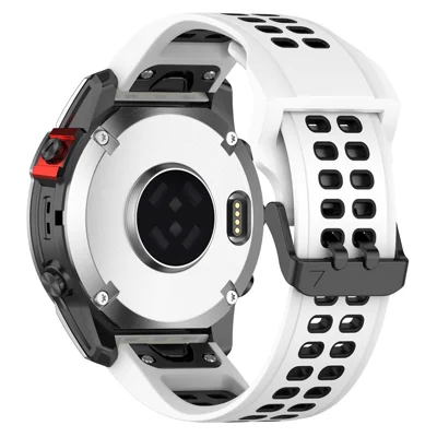 For Garmin Descent G1 / COROS VERTIX Watch Band 22mm Dual-Color Watch Strap Silicone Watchband with Dual-Hole Buckle - White / Black
