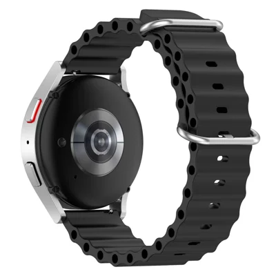 Für Samsung Galaxy Watch3 41mm / Gear Sport Universal 20mm Wellendesign Silikon Ersatz-Armband - Solid Color Armband - Schwarz