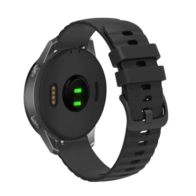 For Samsung Galaxy Watch3 45mm R840 / Galaxy Watch 46mm Silicone Watch Bands 22mm Wave Grain Dots Replacement Watch Straps - Black