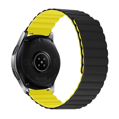 For Huawei Watch GT 7 46mm / Samsung Galaxy Watch3 45mm / Gear S3 Frontier Magnetic Quick-Release-22mm Silicone Watch Strap Replacement, Size: S - Black / Yellow