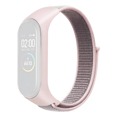 Für Xiaomi Mi Band 3 / 4 / 5 / 6 / 7 Nylon Uhrband Verstellbarer Sport Loop Armband Ersatz - Hellrosa
