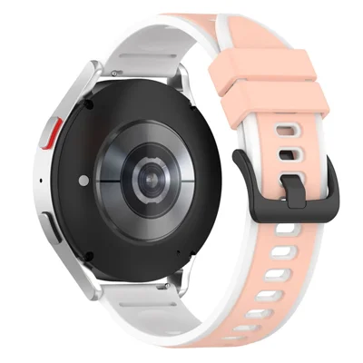 Para Samsung Galaxy Watch3 45mm R840 / Galaxy Watch 46mm / Garmin Vivoactive 4 Silicone Watch Band 22mm Dual Color Adjustable Wrist Strap - Rosa / Branco