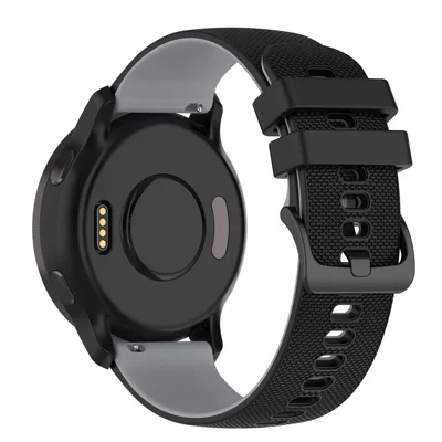 For Suunto 5 Peak / Samsung Galaxy Watch3 45mm Dual-Color Silicone Watch Band 22mm Grid Texture Sport Replacement Strap - Black / Grey