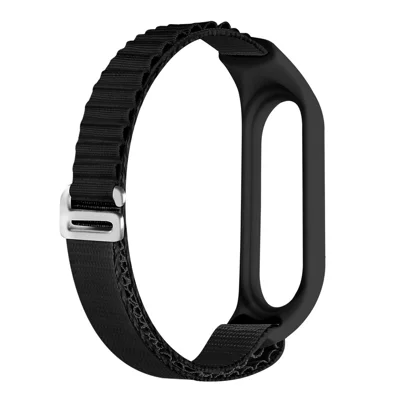 Für Xiaomi Mi Band 3 / Band 4 / Band 5 / Band 6 / Band 7 Alpine Loop Nylon Watch Band G-hook Verstellbares Sportarmband - Schwarz
