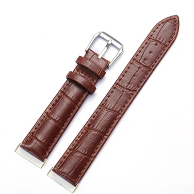Para Fitbit Versa 4 / Sense 2 Genuine Leather Watch Strap Crocodile Texture Replacement Band Stainless Steel Buckle Bracelet - Marrom