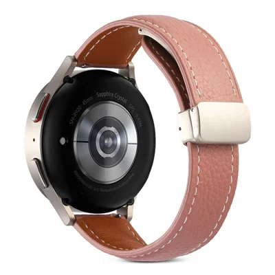 For Huawei Watch GT 7 46mm / Realme Watch 3 / Huami Amazfit GTR 4 / GTR 4 Pro Watch Band Textured Genuine Leather Quick-Release-22mm Watch Strap with Folding Buckle - Deep Pink