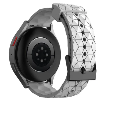 For Samsung Galaxy Watch 5 40mm/44mm/Huawei Watch GT 42mm/46mm Football Pattern Silicone Watch Strap 20mm Replacement Wrist Band - White