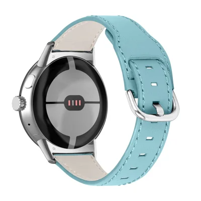 For Google Pixel Watch 5 / Watch 4 / Watch 3 / Watch 2 / Watch 41mm Genuine Cowhide Leather Watch Band Replacement Smart Bracelet Strap - Baby Blue