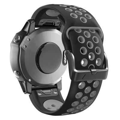For Huami Amazfit Falcon / Coros Vertix / Garmin Fenix 7 Quick Release Watch Band Dual Color Silicone Wrist Strap - Black / Grey