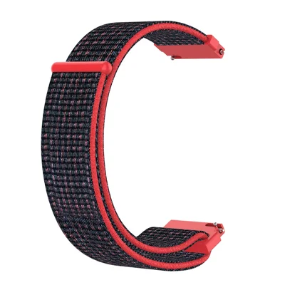 Für Garmin Forerunner 265S / 255S / Venu 2S Armband 18mm Universal Nylon Verstellbar Uhrenarmband - Schwarz / Rot