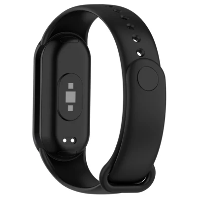 حزام ساعة ذكي من السيليكون بلون سادة لهواتف Xiaomi Smart Band 10 NFC / 10 / 9 NFC / 9 / 8 NFC / 8، حزام معصم بديل - أسود