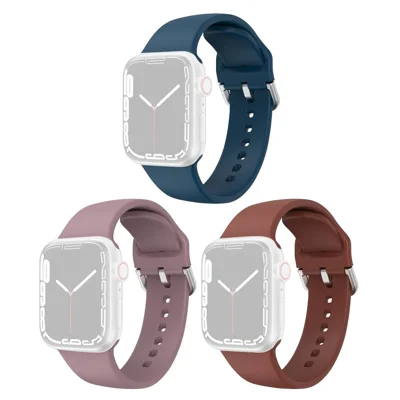 3Pcs Bracelet de Montre pour Apple Watch Ultra 49mm, Bracelet de Remplacement en Silicone Doux - Bleu Foncé+Violet+Mauve Pâle