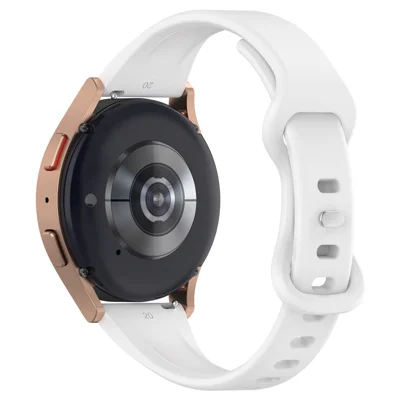 20mm Watch Band for Samsung Galaxy Watch6 40mm 44mm / Watch6 Classic 43mm 47mm / Watch 5 40mm 44mm / Watch4 40mm 44mm / Huawei Watch GT 3 42mm , Silicone  Wrist Strap - White