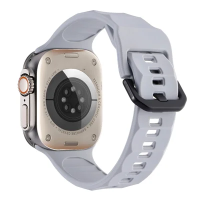 For Apple Watch Ultra 4 3 2 1 49mm / Series 12 11 10 46mm / 9 8 7 45mm / SE3 SE2 SE 6 5 4 44mm / 3 2 1 42mm Wave Surface Watch Band Silicone Watch Strap - Space Grey