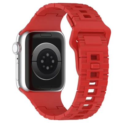 Watch Strap for Apple Watch Series 12 11 10 42mm / 9 8 7 41mm / SE3 SE2 SE 6 5 4 40mm / 3 2 1 38mm Solid Color Silicone Watch Strap - Red