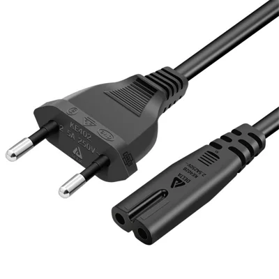 1.5m 2*0.75 SQMM EU Plug Power Adapter 2 Prong 2-Pin Tail Copper Plug Socket Cable for TV Printer (VDE Certified)