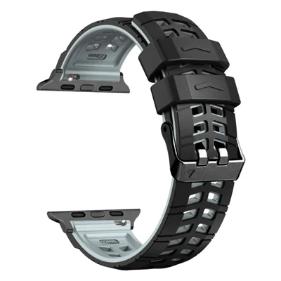 Für Apple Watch Ultra 3 2 1 49 mm / Series 11 10 46 mm / 9 8 7 45 mm / SE3 SE2 SE 6 5 4 44 mm / 3 2 1 42 mm Zweifarbige Armbandschlaufe aus Silikon - Schwarz+Grau