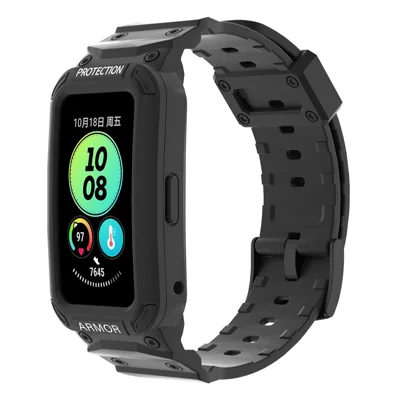 Bracelet TPU + boîtier rigide en PC pour Huawei Band 6 / Band 7 / Band 8 / Band 8 NFC / Band 9 / Band 9 NFC - Noir
