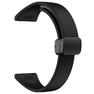 Braçadeiras de Silicone para Samsung Galaxy Watch6 / Watch6 Classic / Watch5 / Watch5 Pro / Watch4 / Watch4 Classic Fivela Preta Pulseira 20mm - Preto