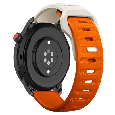 Correia para Relógio Samsung Galaxy Watch6 / Watch6 Classic / Watch5 / Watch5 Pro / Watch4 / Watch4 Classic, Correia de Silicone de 20 mm - Starlight+Laranja