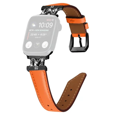 Watch Strap for Apple Watch Series 12 11 10 42mm / 9 8 7 41mm / SE3 SE2 SE 6 5 4 40mm / 3 2 1 38mm Band with Black Buckle - Orange