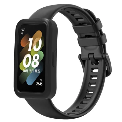 Sangle en silicone pour Huawei Band 8 / Band 8 NFC / Band 9 / Band 9 NFC avec housse de protection - Noir