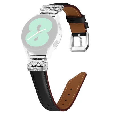 For Huami Amazfit Cheetah Pro Silver Buckle Watch Band 20mm Butterfly Connector Wrist Strap - Black