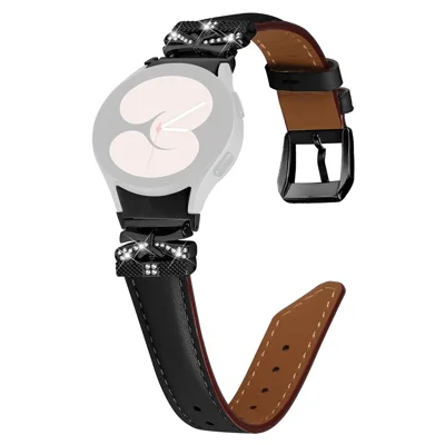 For Samsung Galaxy Watch FE 40mm / Watch4 / Watch5 / Watch4 Classic / Watch4 Active / Watch5 Active Watch Band with Connector - Black