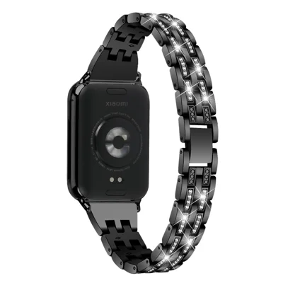 For Xiaomi Smart Band 10 Pro / 9 Pro / 8 Pro / Redmi Watch 6 / 5 / 4 Metal Watch Strap 2-Row Rhinestone 5-Bead Watchband - Black