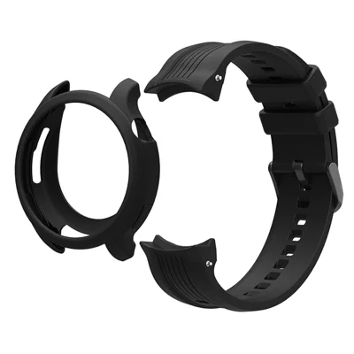 Für Huami Amazfit Balance (A2286) Silikon-Armband Armbanduhr-Band mit Uhrgehäuseabdeckung - Schwarz