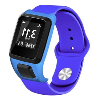 Cinturino in silicone per TomTom Runner 3 / 2 / Adventurer Sport con custodia - Zaffiro
