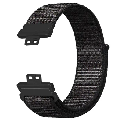 Für Huawei Watch Fit Sport Loop Nylon Band Verstellbarer Magic Tape Ersatzgerichtsband - Schwarz