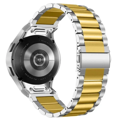 For Samsung Galaxy Watch6 / Watch6 Classic Replacement Metal Strap Quick Release Connector Stainless Steel Watch Band - Silver / Gold