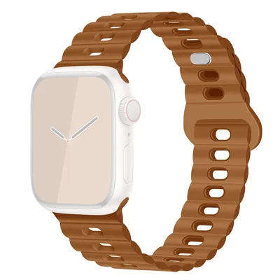 For Apple Watch Ultra 4 3 2 1 49mm / Series 12 11 10 46mm / 9 8 7 45mm / SE3 SE2 SE 6 5 4 44mm / 3 2 1 42mm Silicone Watch Band - Brown