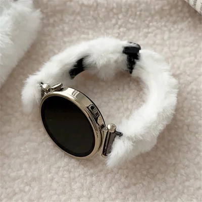 22mm Smart Watch Winter Plush Replacement Strap Magnetic Buckle Wrist Band - White