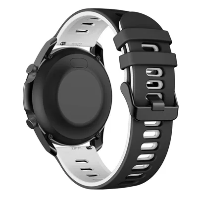 Bracelet pour Samsung Galaxy Watch3 45 mm / Garmin Venu 3, bracelet en silicone bicolore 22 mm - Noir + Blanc