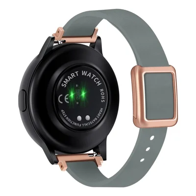 Pour Samsung Galaxy Watch6 Classic 47mm 43mm Bracelet de montre 20mm en cuir avec boucle pliante magnétique - Lin bleu / Boucle or rose