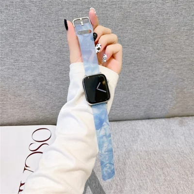 For Apple Watch Ultra 4 3 2 1 49mm / Series 12 11 10 46mm / 9 8 7 45mm / SE3 SE2 SE 6 5 4 44mm / 3 2 1 42mm Watch Band Silicone Strap - Blue Mix