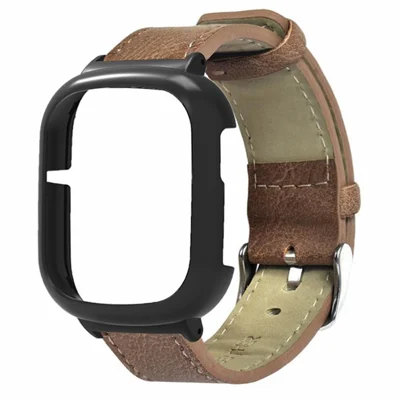 Bracelet de montre en cuir PU rétro pour Honor Watch 4 Remplacement de bracelet avec étui en PC - Marron