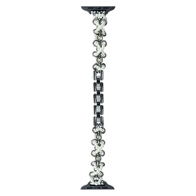 Watch Band for Apple Watch Series 12 11 10 42mm / 9 8 7 41mm / SE3 SE2 SE 6 5 4 40mm / 3 2 1 38mm Butterfly Pearl Strap - Black