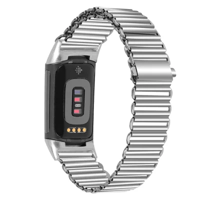 Für Fitbit Charge 6 / 5 Einfache Einstellung Edelstahl Armband Ersatz - Silber