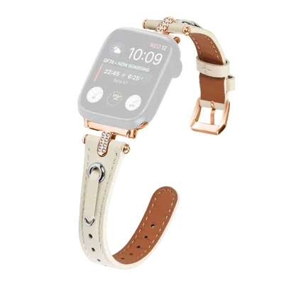 Watch Band for Apple Watch Series 12 11 10 42mm / 9 8 7 41mm / SE3 SE2 SE 6 5 4 40mm / 3 2 1 38mm Watch Band Rose Gold Buckle Watch Strap - Apricot
