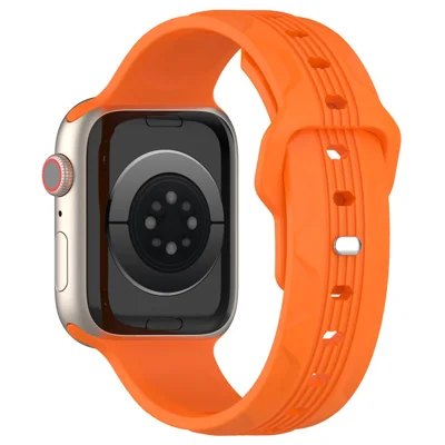 Watch Band for Apple Watch Series 12 11 10 42mm / 9 8 7 41mm / SE3 SE2 SE 6 5 4 40mm / 3 2 1 38mm Watch Band Texture Silicone Strap - Orange