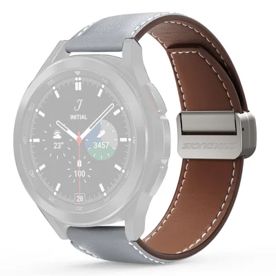 DUX DUCIS YA Series для Samsung Galaxy Watch6 / Watch5 / Huawei Watch GT3 Pro 43mm Genuine Cow Leather Strap 20mm Watch Band - серый