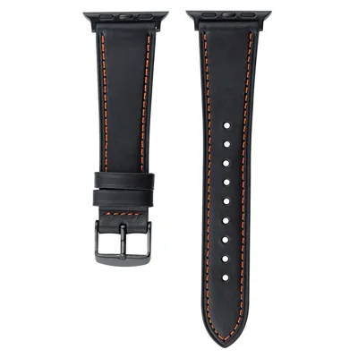 Watch Band for Apple Watch Series 12 11 10 42mm / 9 8 7 41mm / SE3 SE2 SE 6 5 4 40mm / 3 2 1 38mm Watch Strap Genuine Cow Leather Bracelet - Black 2