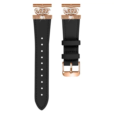Para Correa de Reloj Misfit Vapor, Conector de Corona Reemplazable de Cuero de Vaca, Hebilla Dorada Rosa - Negro
