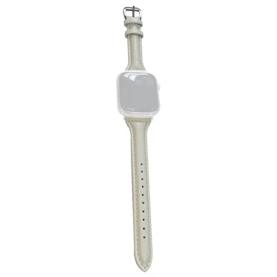 Strap for Apple Watch Series 10 42mm / 9 8 7 41mm / SE (2023) SE (2022) SE 6 5 4 40mm / 3 2 1 38mm Slim Leather Watch Band - White