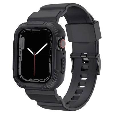 For Apple Watch Series 9 8 7 45mm / 6 5 4 SE SE (2022) SE (2023) 44mm / 3 2 1 42mm TPU Band with Watch Case - Dark Grey